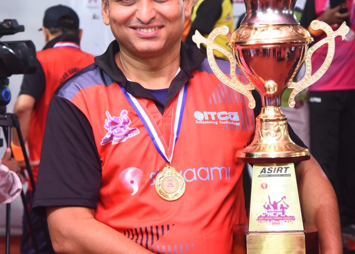 RankSecure cricket team member with the trophy