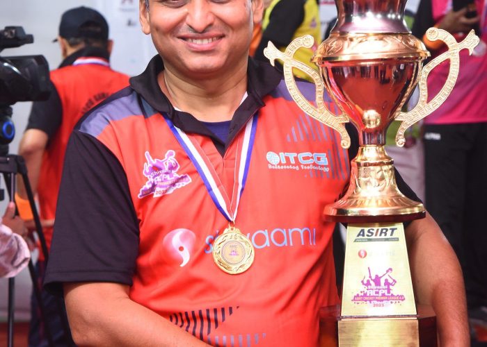 RankSecure cricket team member with the trophy